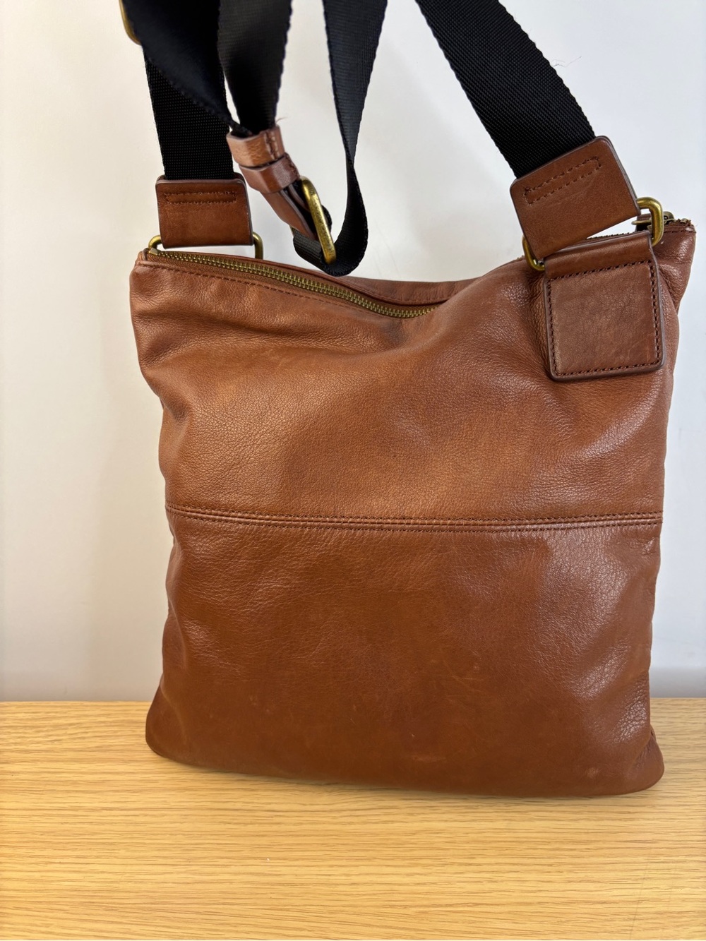 Margot New York Double Zipper Soft Brown Leather Bag - Picture 5 of 10
